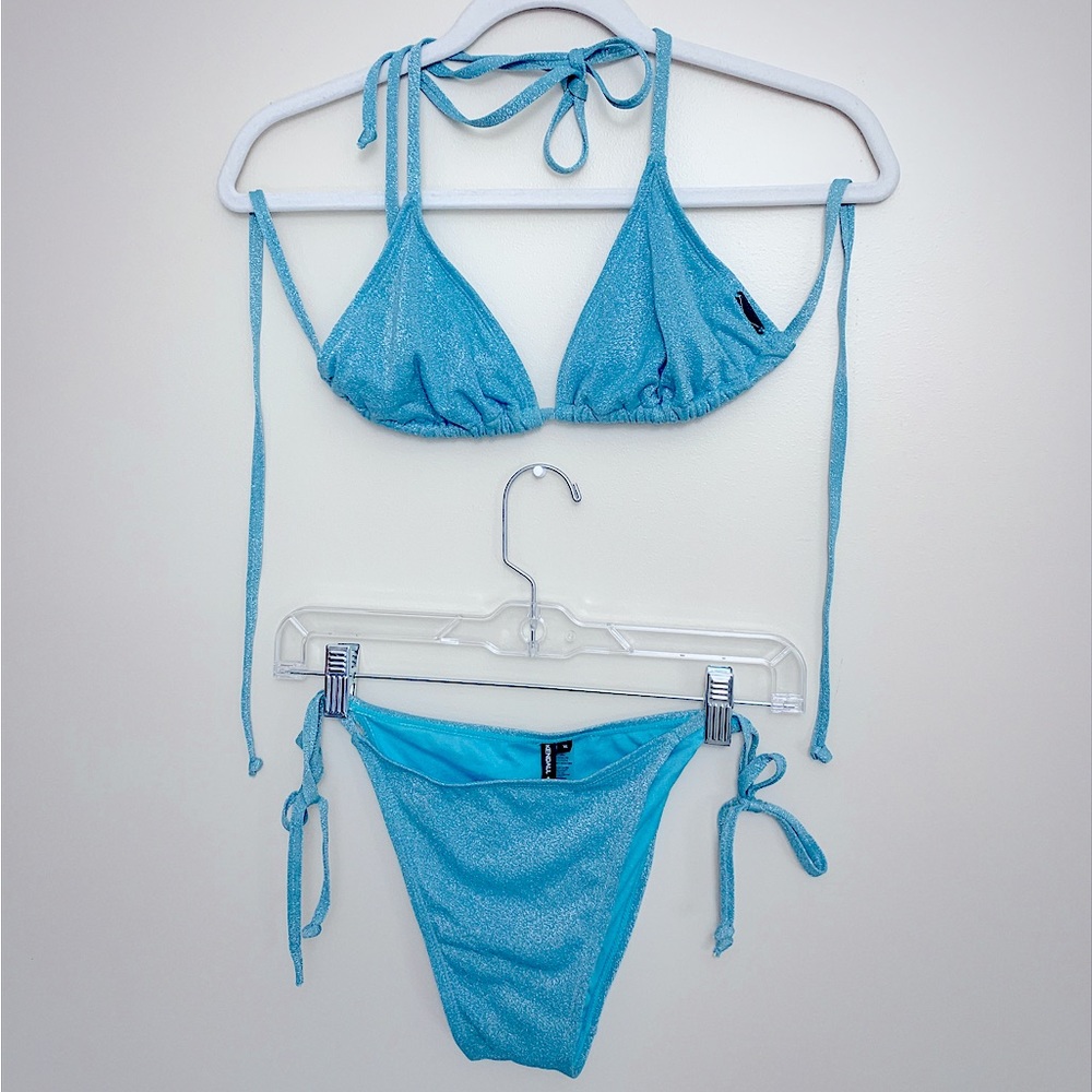 Sparkly Blue Bikini | L top XL bottom